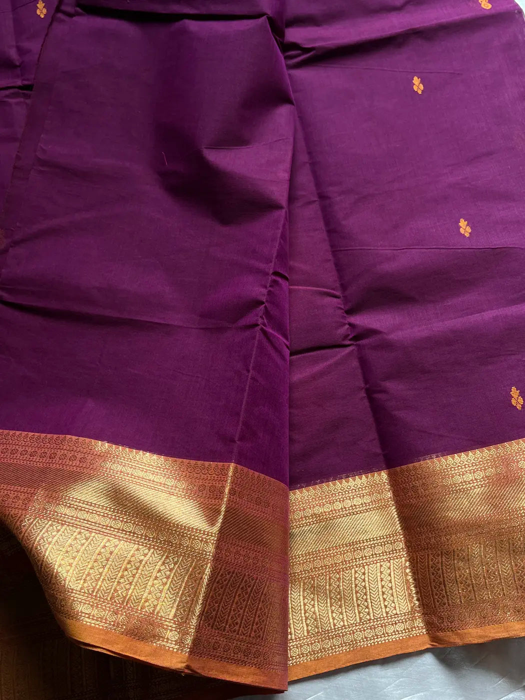 Vintage Looms | Dark Magenta Chettinadu Cotton Saree