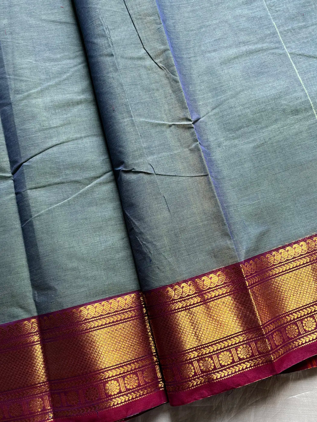 Vintage Looms | Mist Grey Chettinadu Cotton Saree