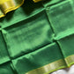 Bright green Mangalagiri silk cotton saree with yellow Nizam border – Ilai – House of Thansha