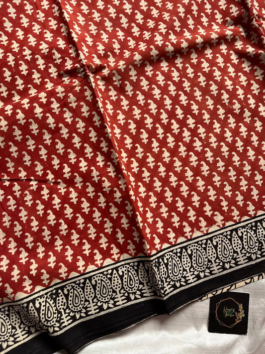 Mulmul Cotton Saree in Purple – Hand Block Printed | House of Thansha