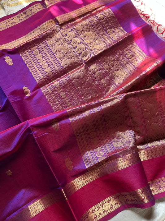 Kanchi Silkcotton Saree - Magenta