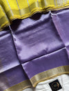 Lavender Mangalagiri silk cotton saree with lemon yellow Nizam border – Lavender Dust – House of Thansha