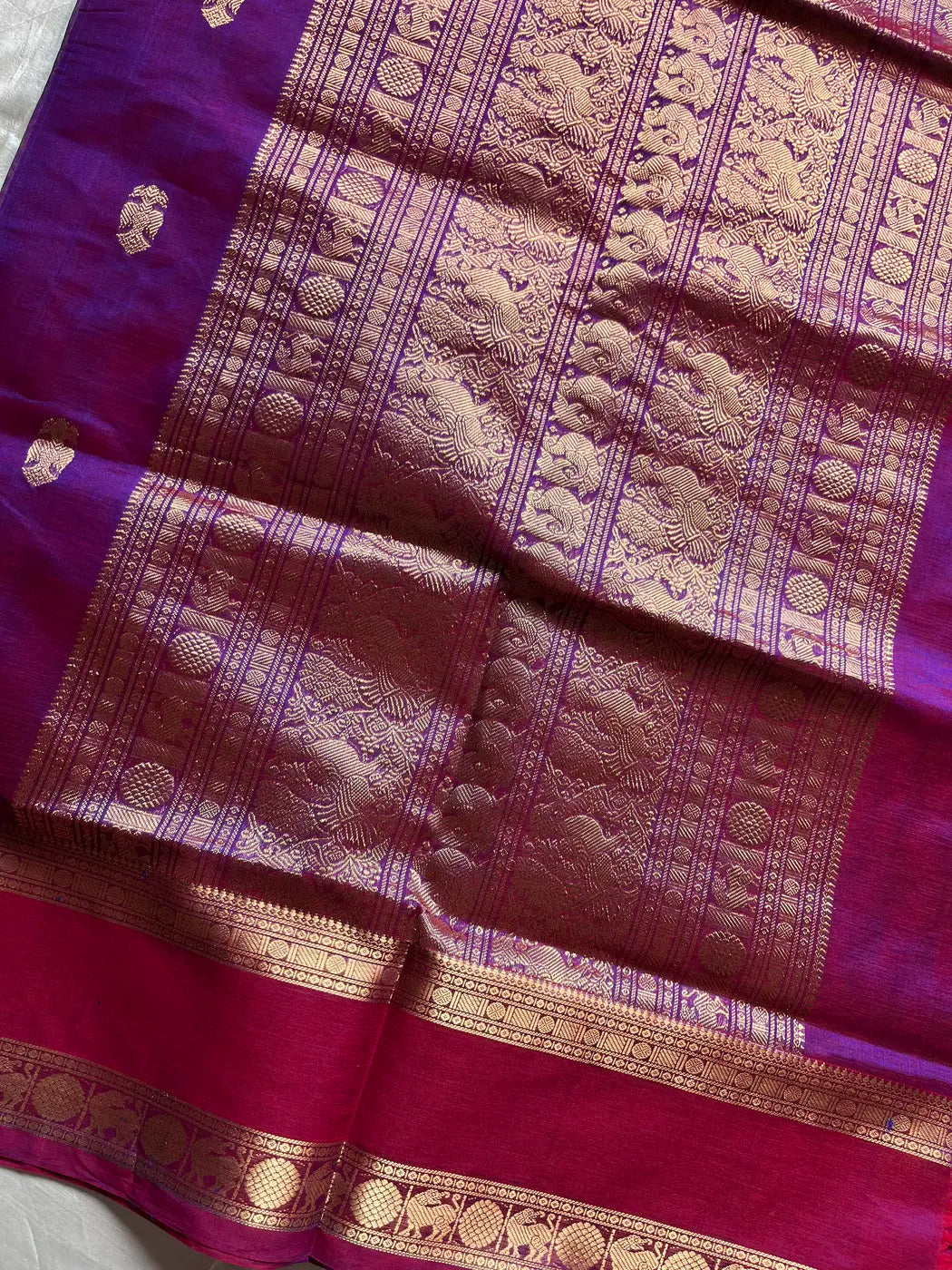 Kanchi Silkcotton Saree - Magenta