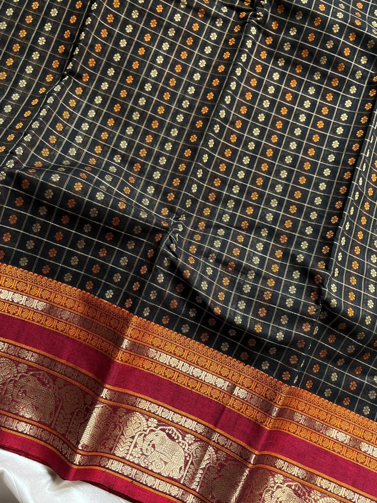 Heirloom Kanchi - Black Handloom Kanchi Cotton Saree
