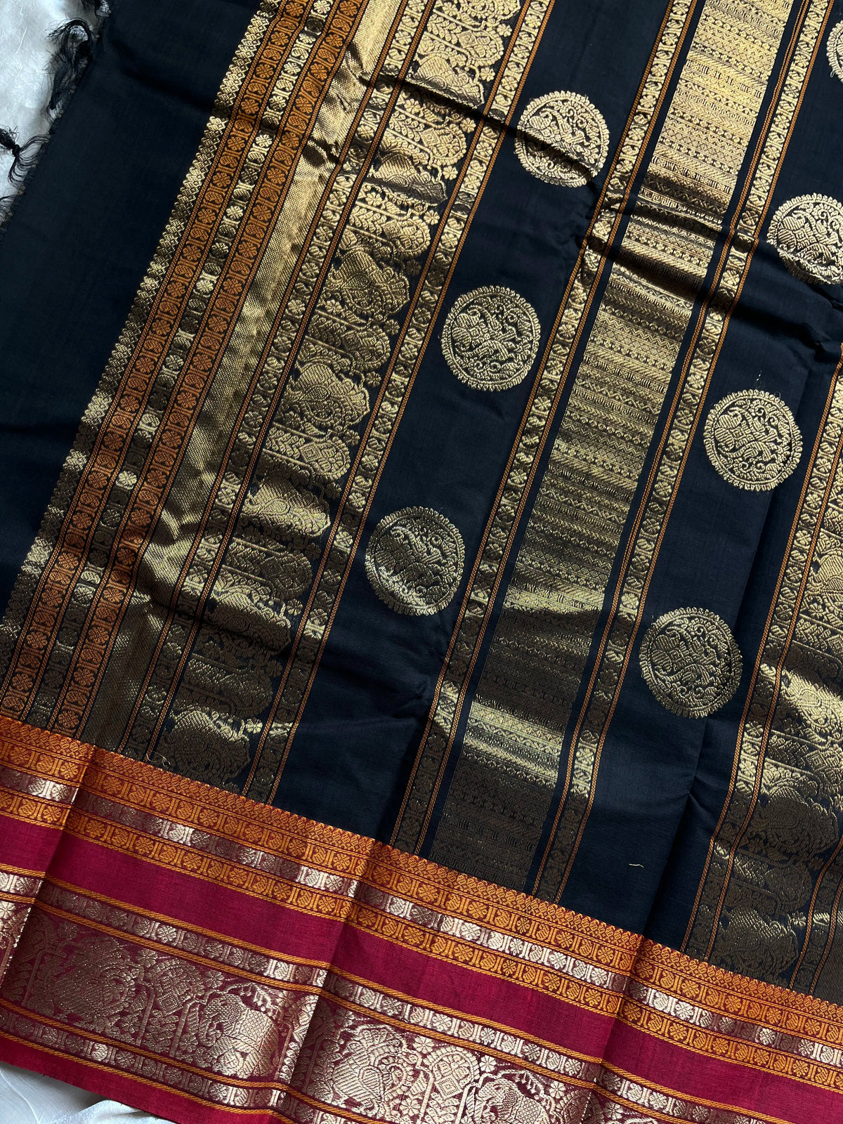Heirloom Kanchi - Black Handloom Kanchi Cotton Saree