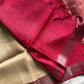 Quiet Blush – Cream Mangalagiri silk cotton saree with Rani Pink Nizam border | House of Thansha