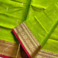 Vegan Silk Saree – Lime Green | Handloom Art Silk