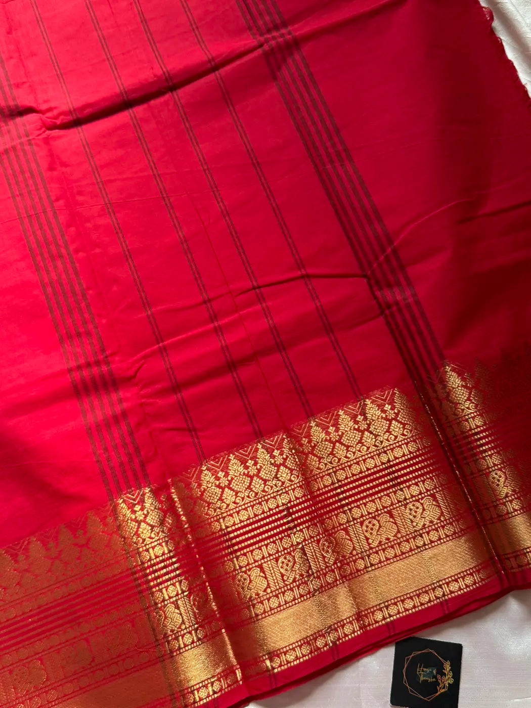 Red Kanchi cotton saree