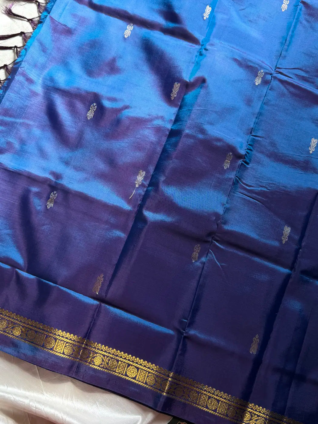 Vegan Silks | Chinnalampattu Saree – Peacock Blue
