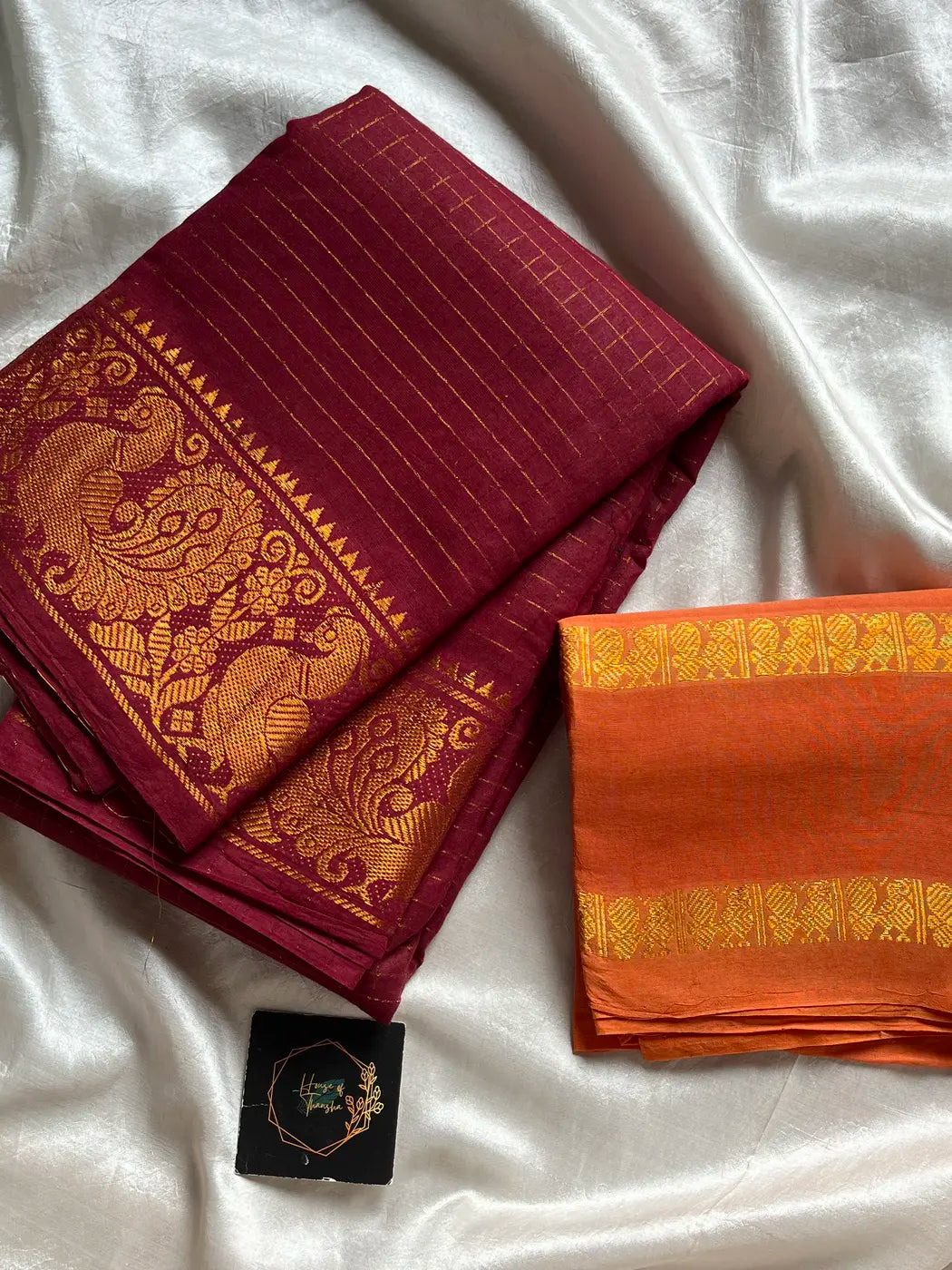 Sungudi Cotton Saree - Dark Maroon Zari Kattam