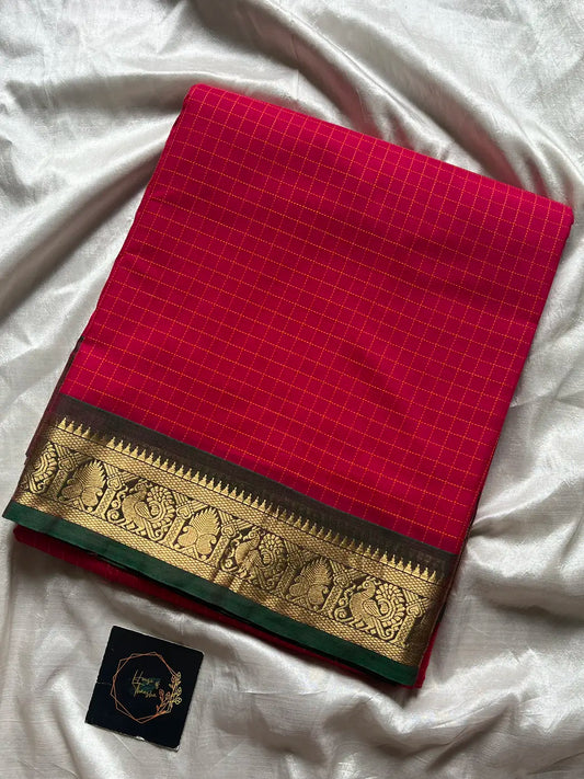 Royal Drapes – Pink Mercerised 120 counts Kanchi Cotton Saree