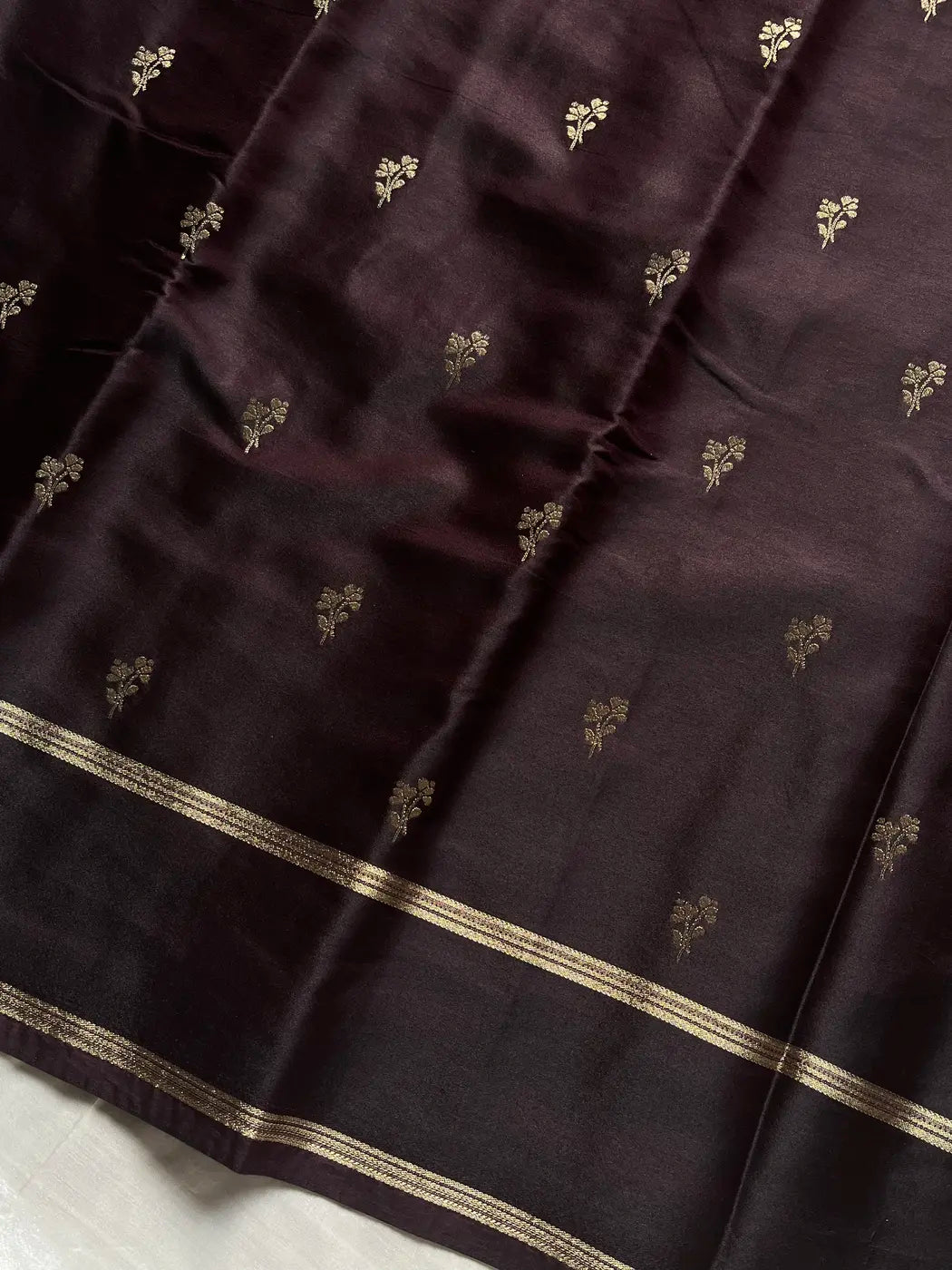 Crepe Silk Saree – Coffee brown