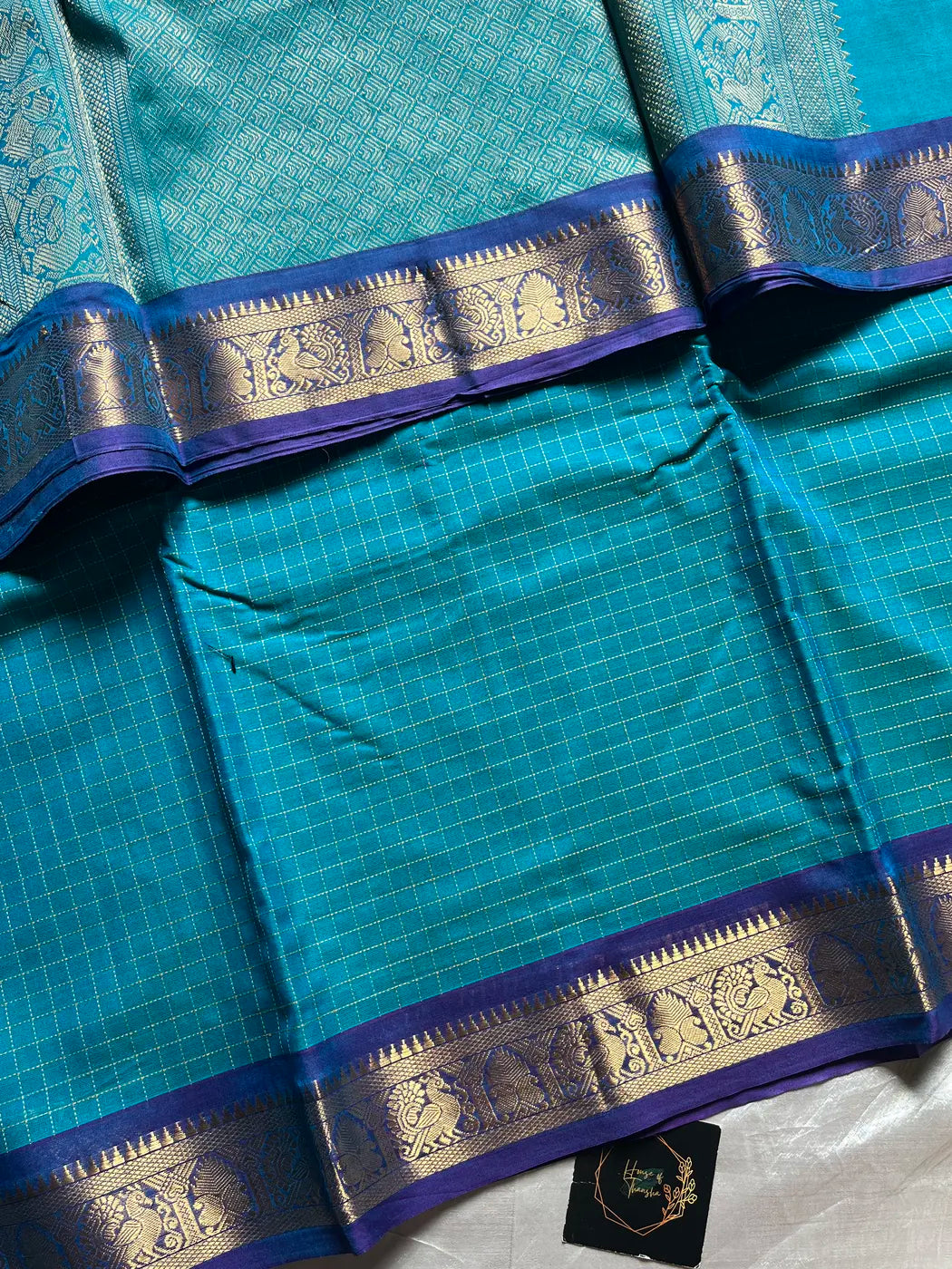 Royal Drapes – Sky blue Mercerised 120 counts Kanchi Cotton Saree