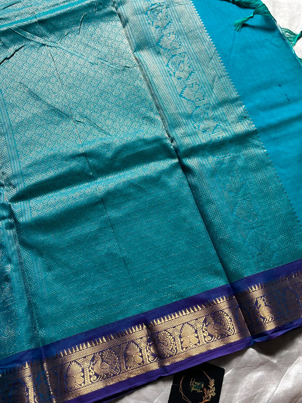 Royal Drapes – Sky blue Mercerised 120 counts Kanchi Cotton Saree