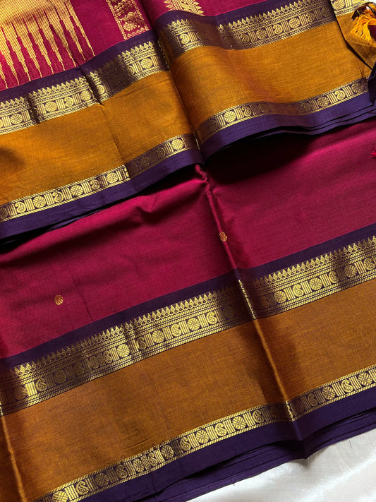 Throne Edit – Maroonish Pink 120 Counts Mercerised Kanchi Cotton Saree