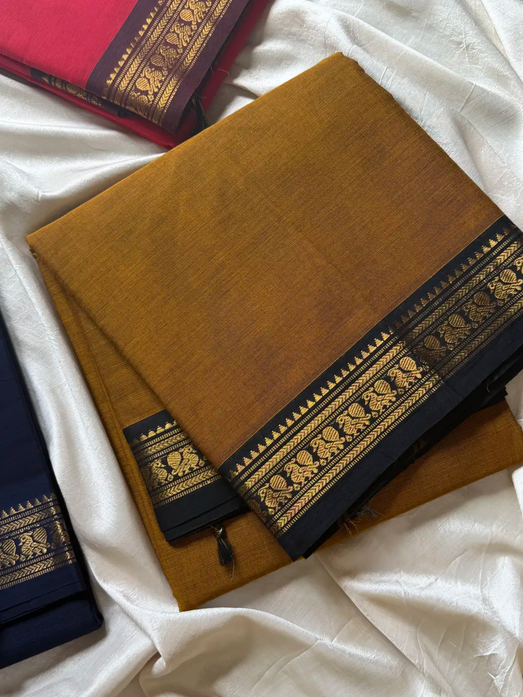 Minimal Border Edit - Mustard Kanchi Cotton Saree