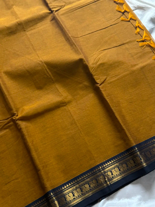 Minimal Border Edit - Mustard Kanchi Cotton Saree
