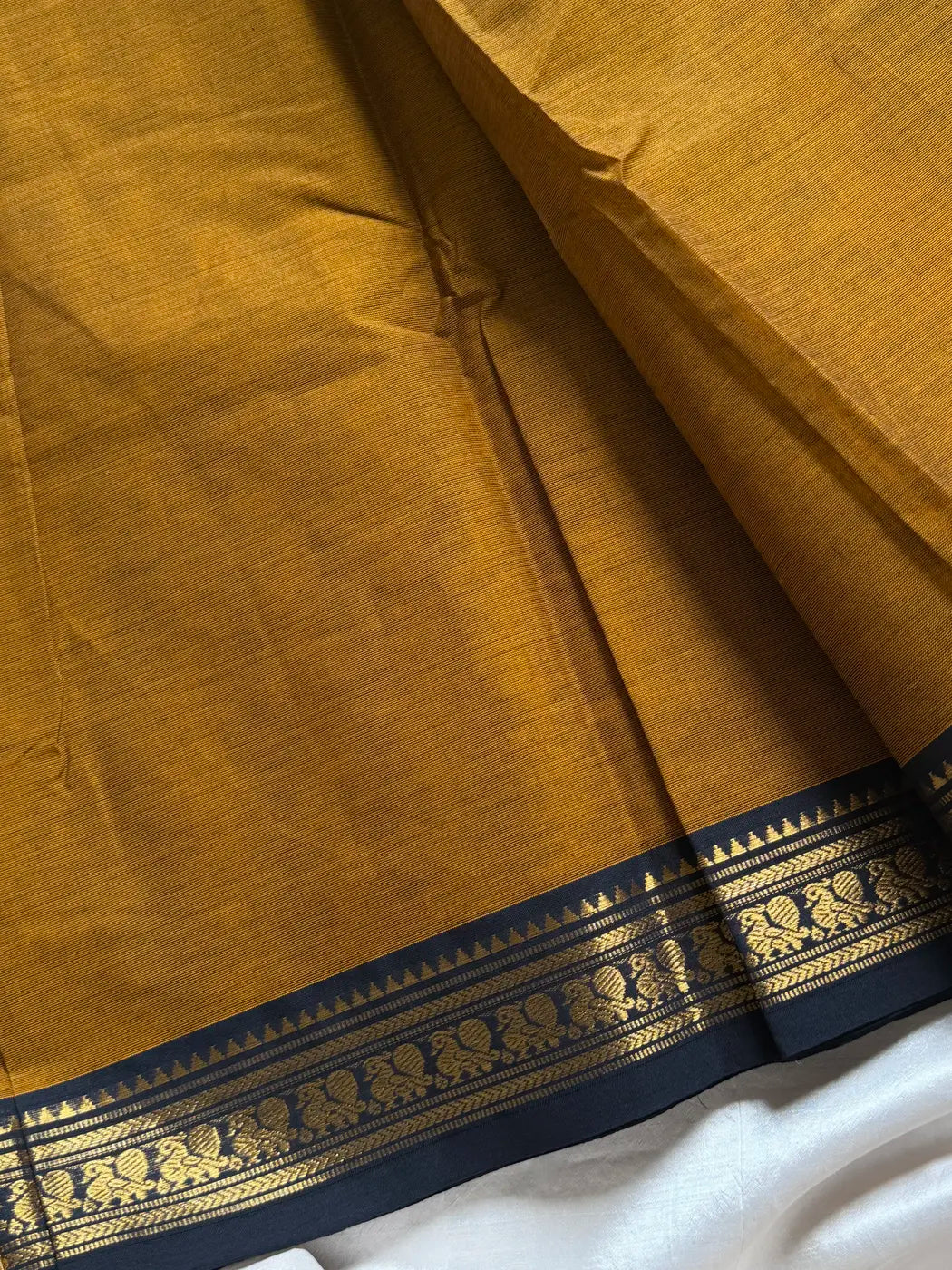 Minimal Border Edit - Mustard Kanchi Cotton Saree