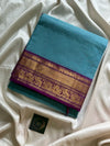 Subtle Weaves | SkyBlue & Purple Kanchi Cotton Saree