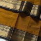 Subtle Weaves | Mustard Yellow & Black Kanchi Cotton Saree