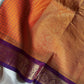 Throne Edit Sunset Orange & Purple Checks 120-Count Kanchi Cotton Saree by House of Thansha