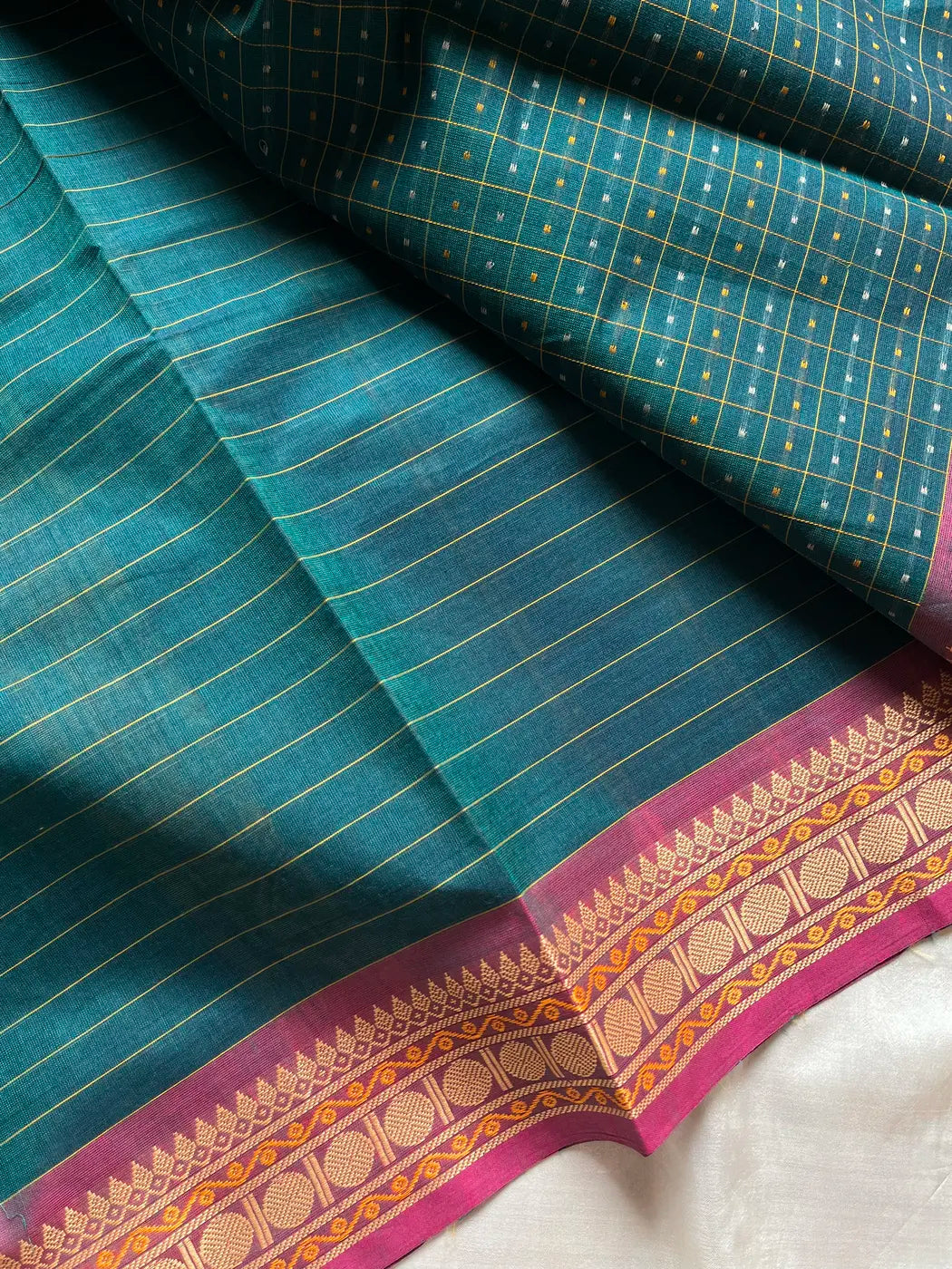 Kattam Edit - Peacock teal Chettinadu Cotton