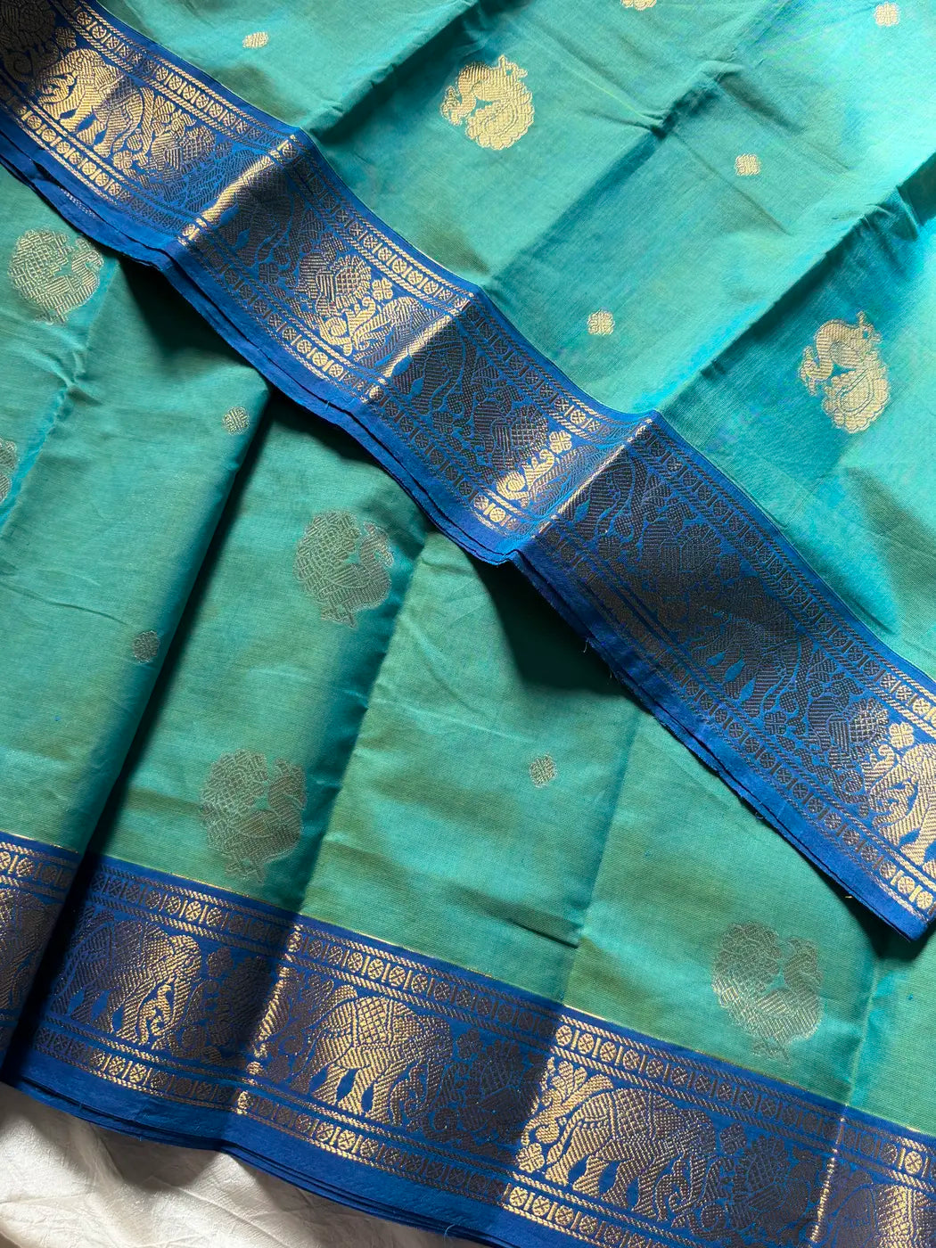 Mercerised Kanchi Cotton - Pastel Green & Blue