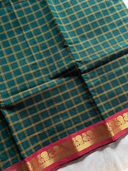 Kattam Edit – Dark Green Checked Chettinadu Cotton
