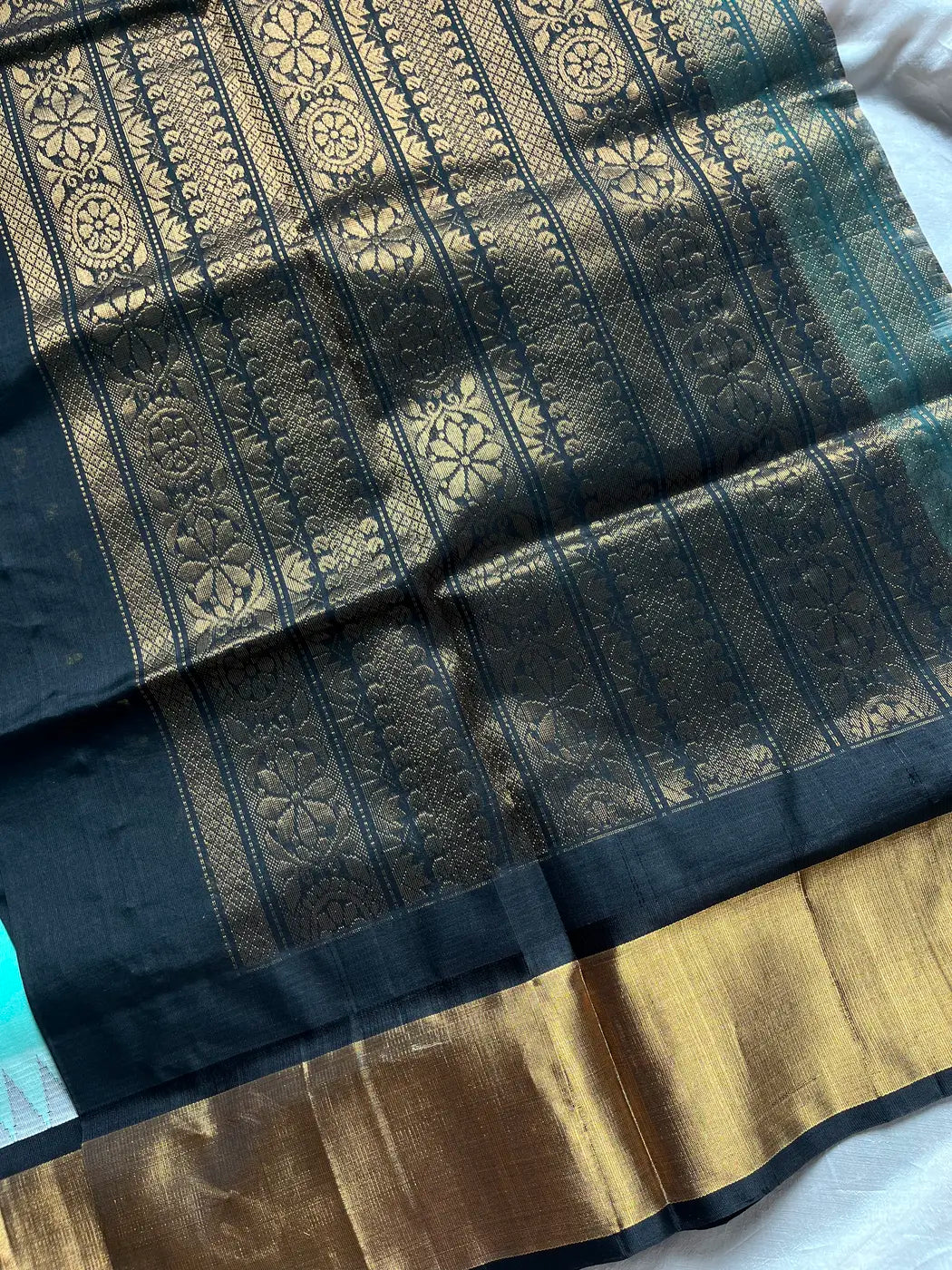 Pattu Nool Edit | Kanchi Silkcotton saree - Pastel Teal Pista