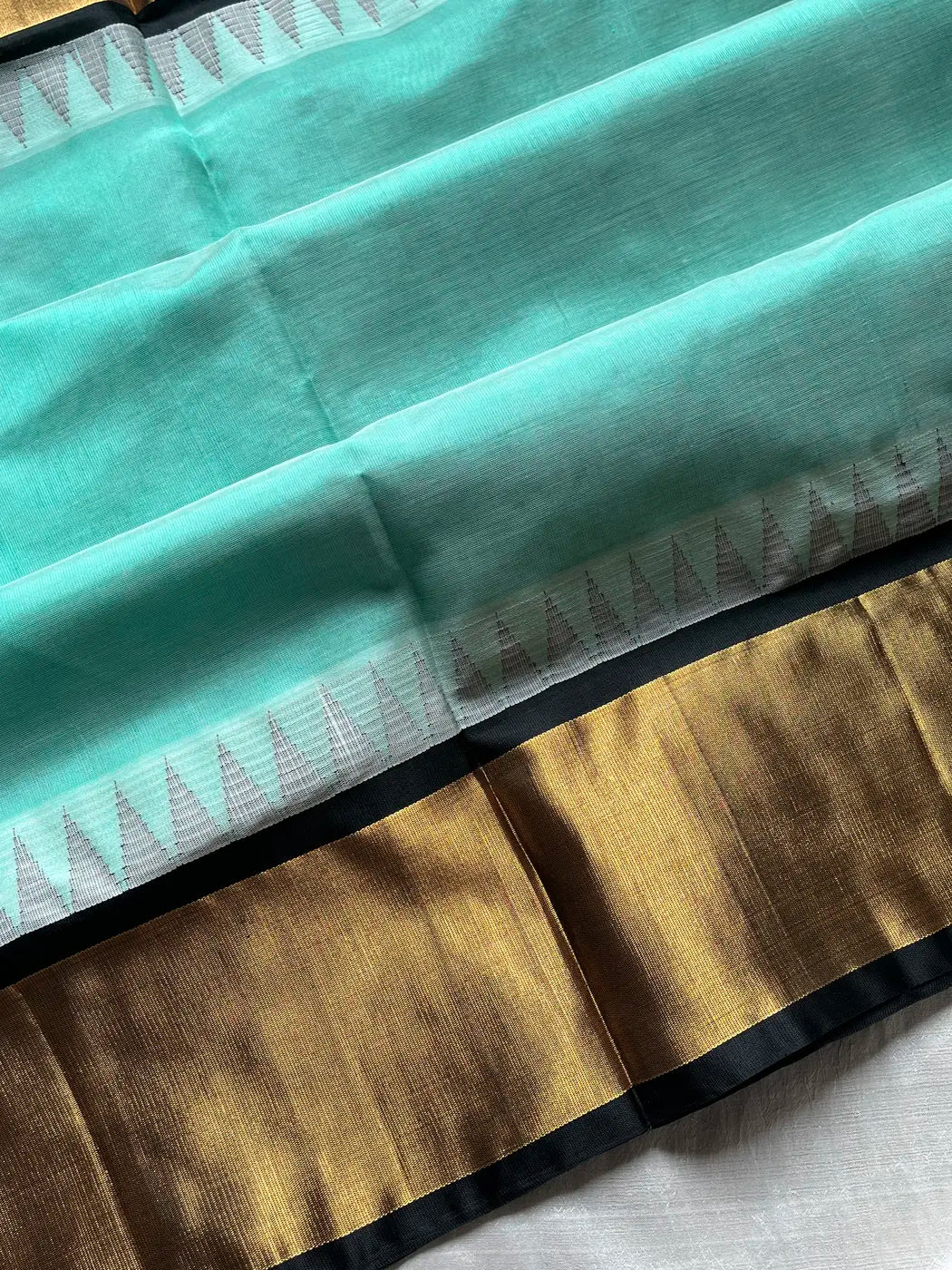 Pattu Nool Edit | Kanchi Silkcotton saree - Pastel Teal Pista