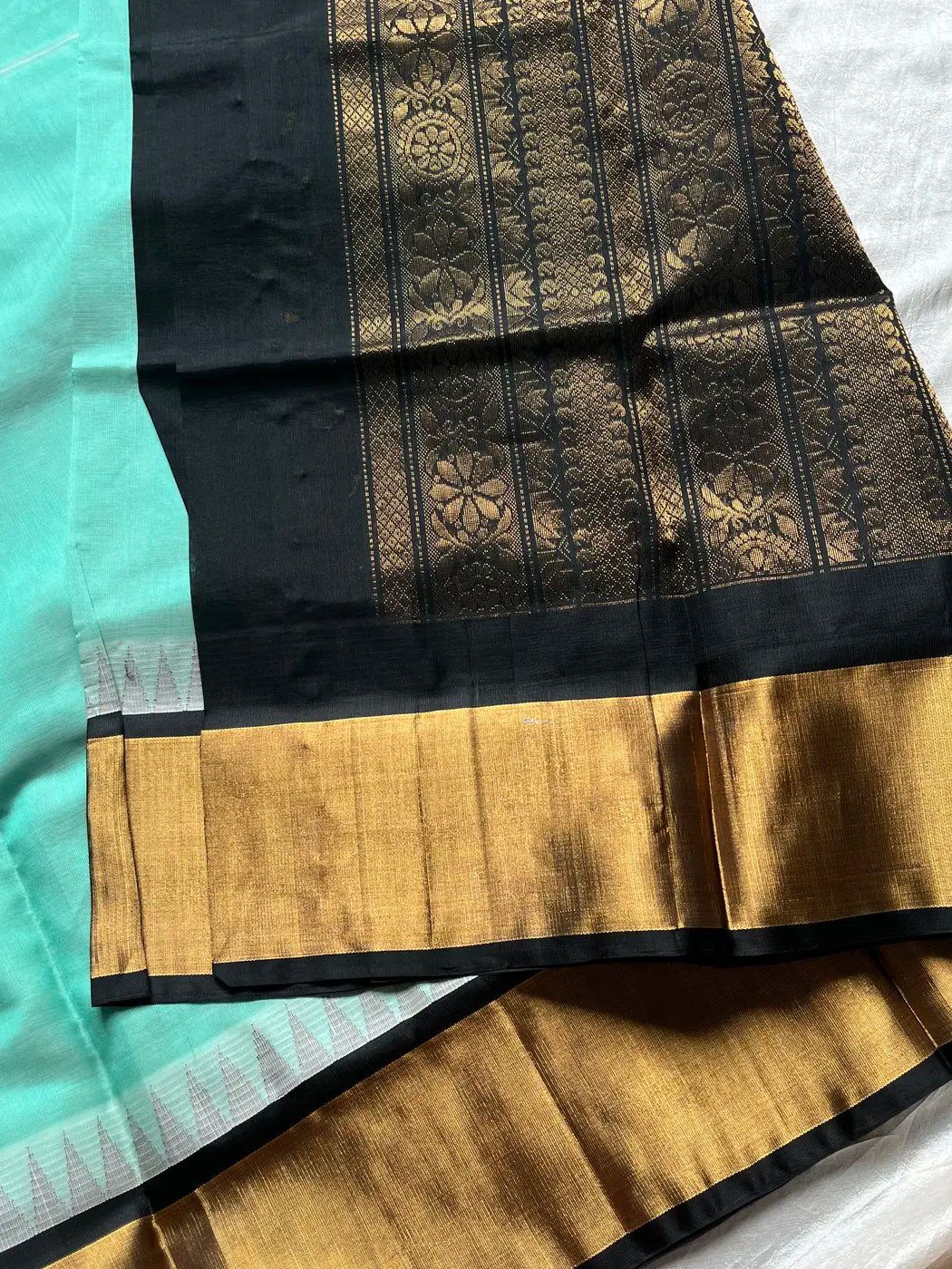 Pattu Nool Edit | Kanchi Silkcotton saree - Pastel Teal Pista