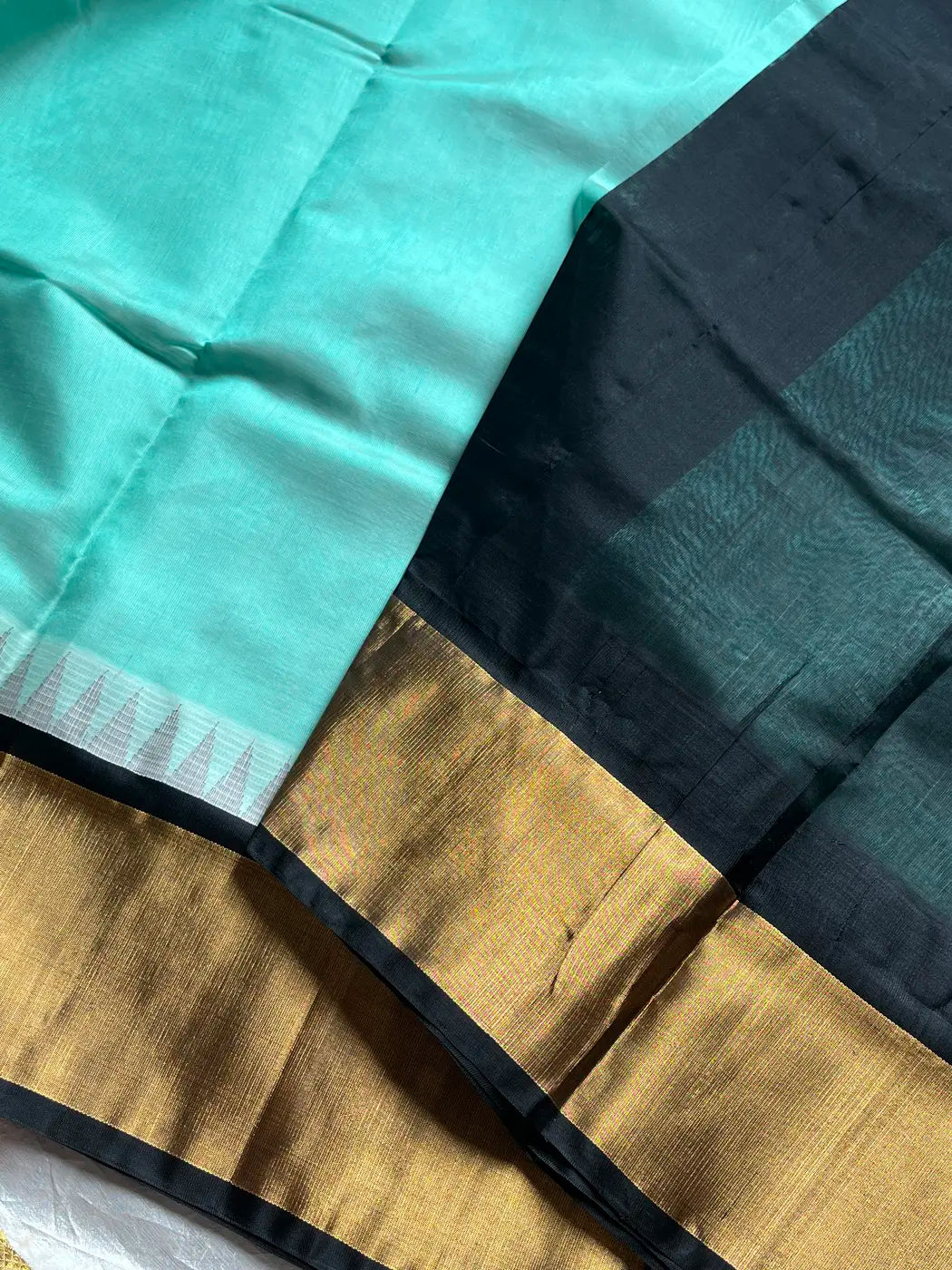 Pattu Nool Edit | Kanchi Silkcotton saree - Pastel Teal Pista