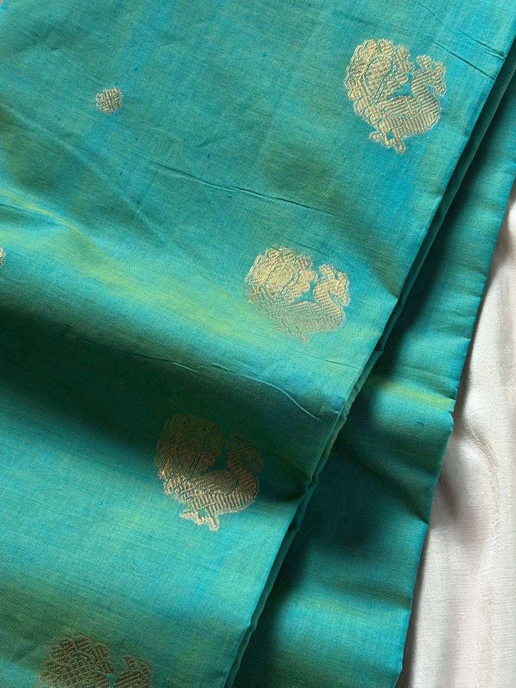 Mercerised Kanchi Cotton - Pastel Green & Blue