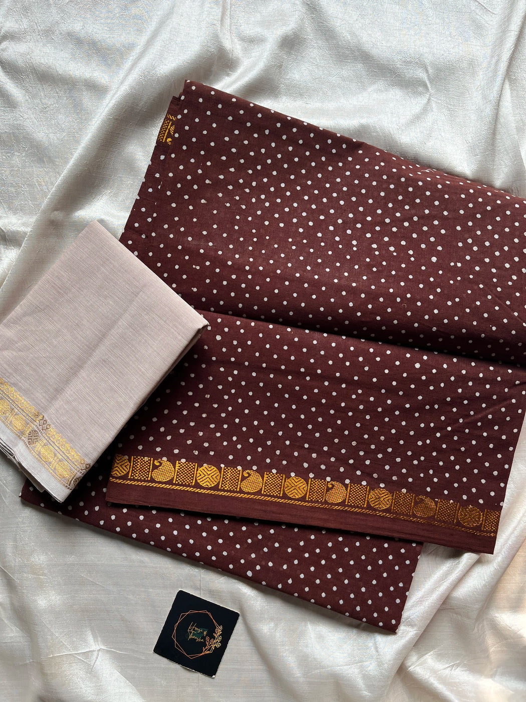 Madurai Sungudi Cotton - Brown