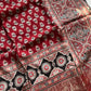 Dola Silk Saree - Maroon | Hand Blocked Ajrakh