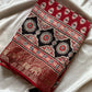 Dola Silk Saree - Maroon | Hand Blocked Ajrakh