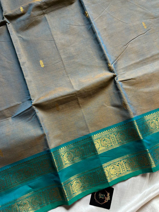 Vintage Loom Edit | Ash Blue Kanchi Cotton Saree