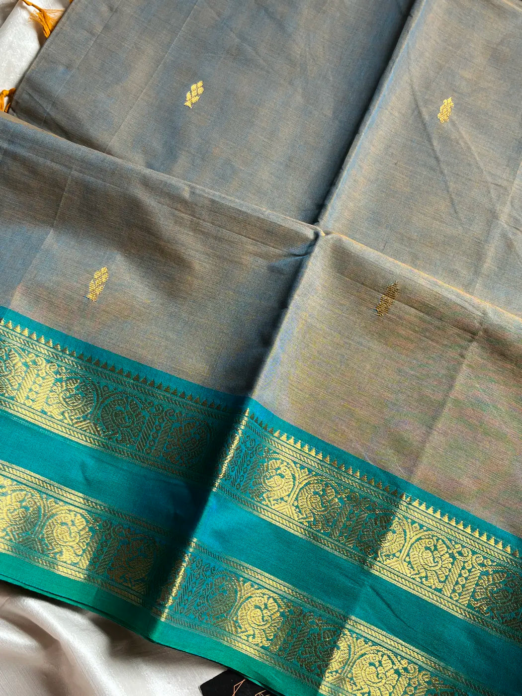Vintage Loom Edit | Ash Blue Kanchi Cotton Saree