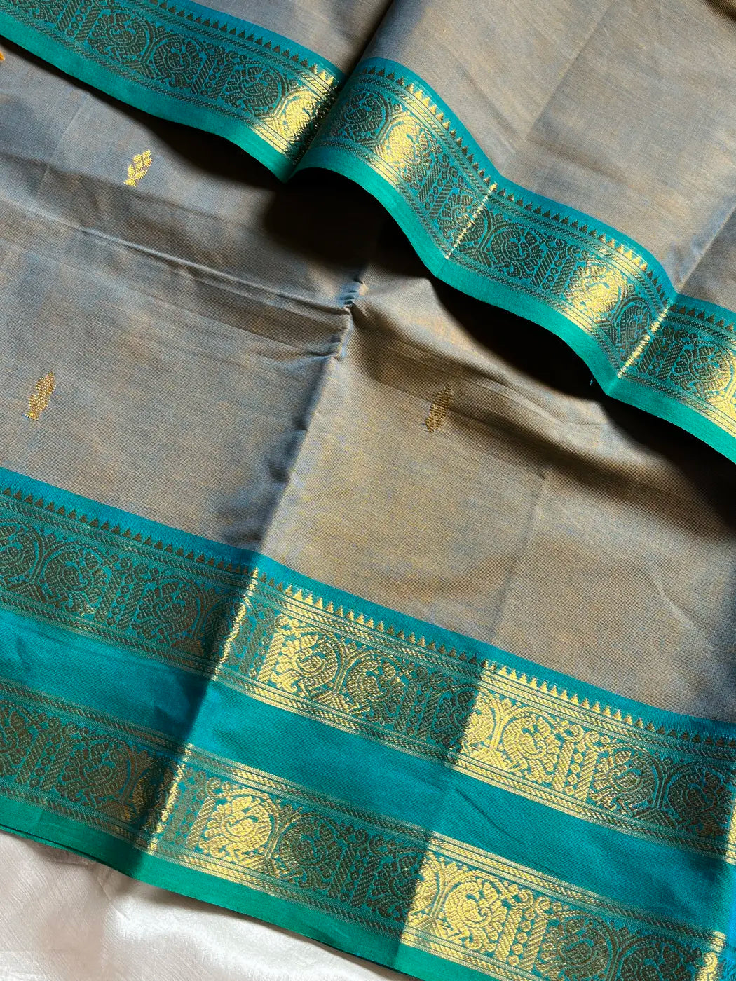 Vintage Loom Edit | Ash Blue Kanchi Cotton Saree