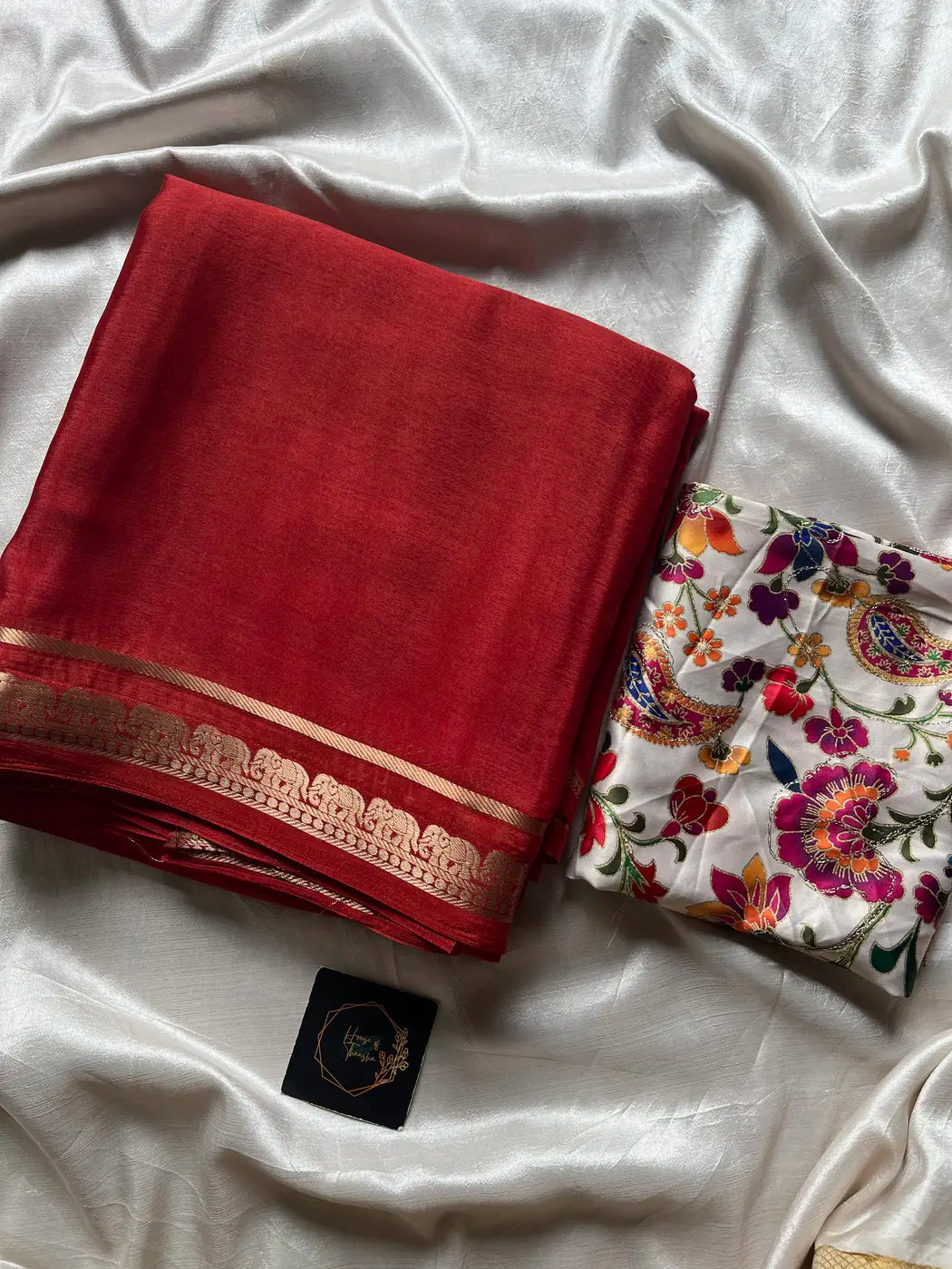 Semi Mysore Silk Saree – Copper Red