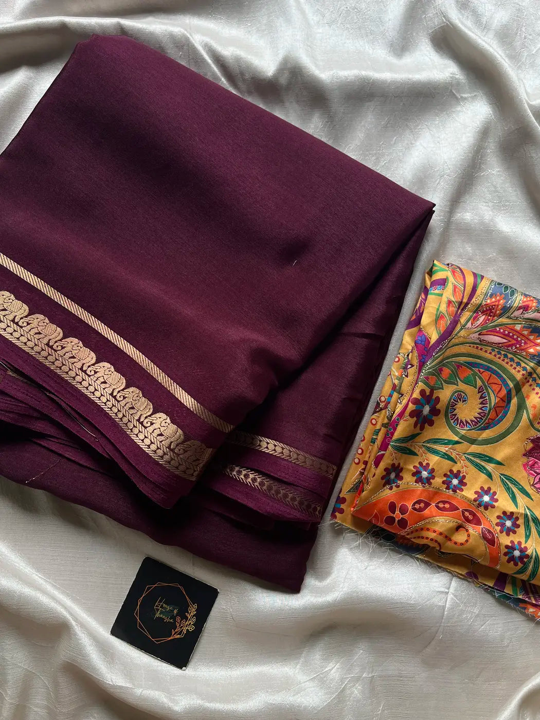 Semi Mysore Silk Saree – Wine Burgundy