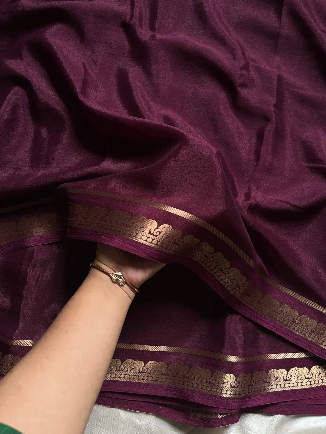 Semi Mysore Silk Saree – Wine Burgundy