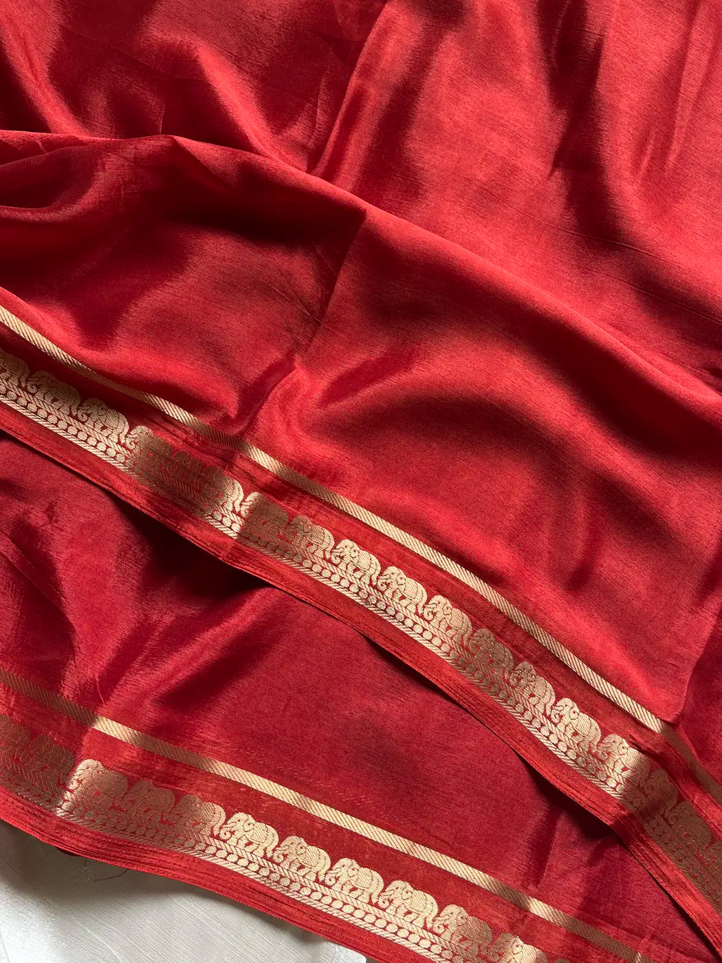 Semi Mysore Silk Saree – Copper Red