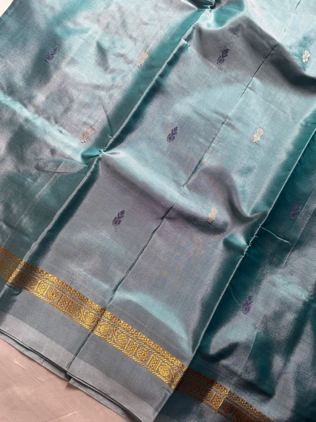 Vegan Silks | Chinnalampattu Saree – Pastel Teal