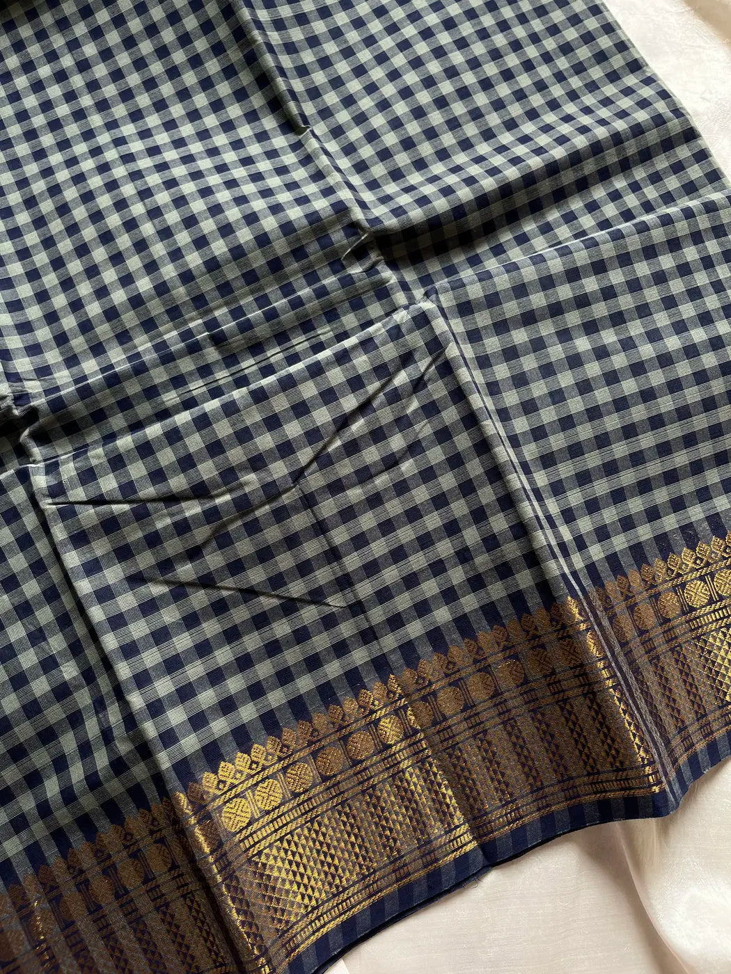 Mini Kattam – Graphite Blue Hue Chettinadu cotton