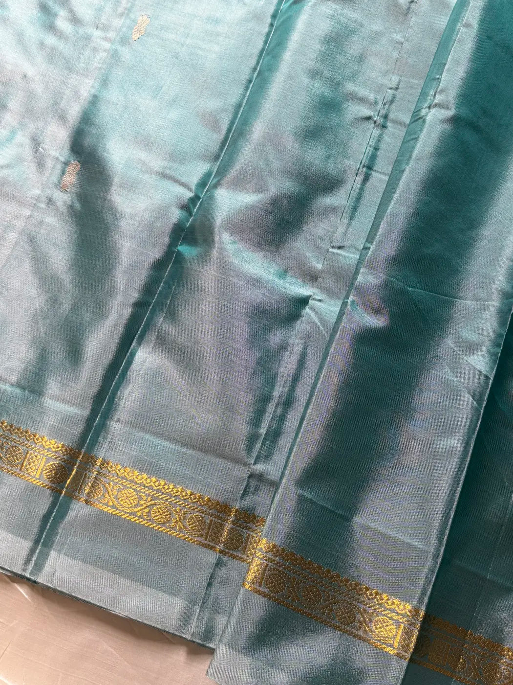 Vegan Silks | Chinnalampattu Saree – Pastel Teal