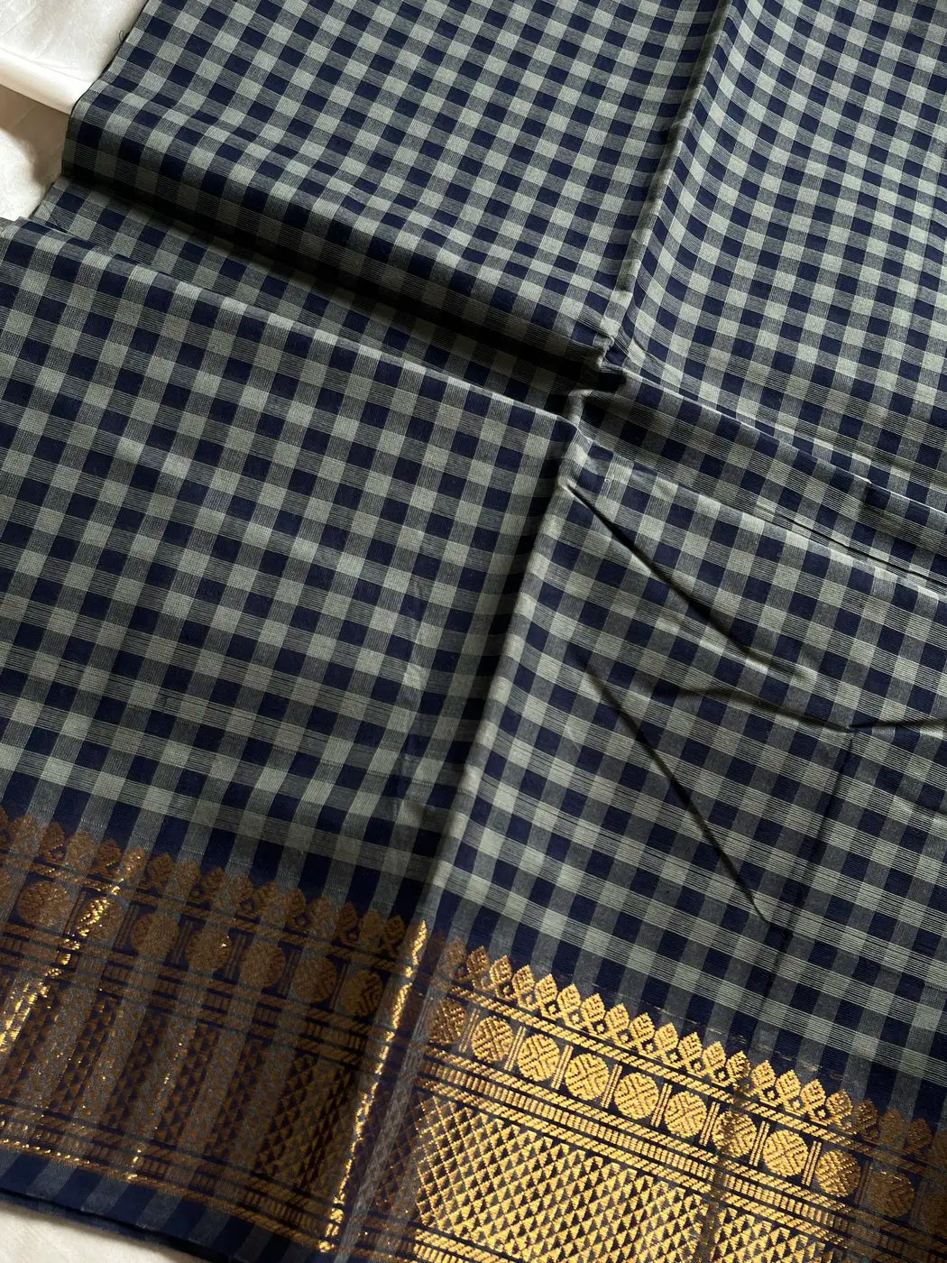 Mini Kattam – Graphite Blue Hue Chettinadu cotton