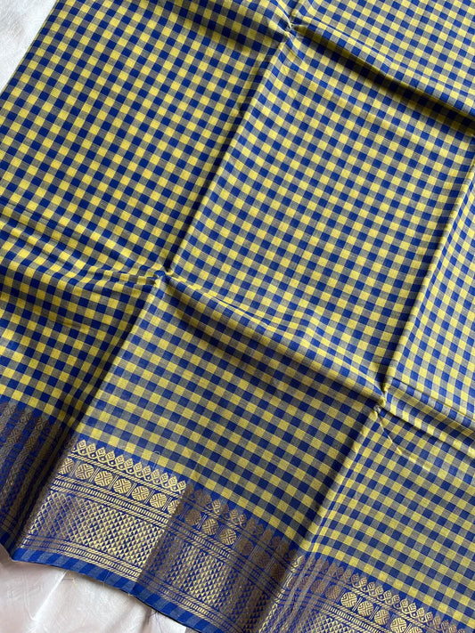 Mini Kattam – Yellow & Blue Chettinadu cotton