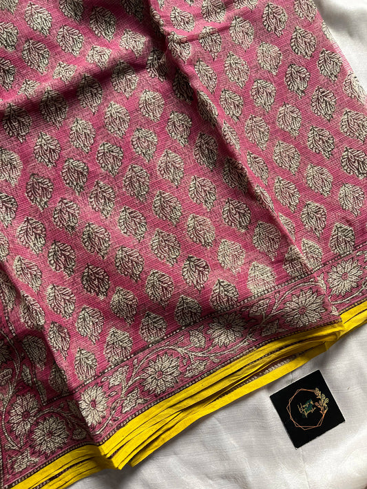 Pink Lightweight Handwoven Kota Doria Saree from Rajasthan with Subtle Check Weave