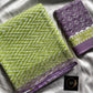Light green Kota Doria saree with purple contrast and mulmul blouse – House of Thansha